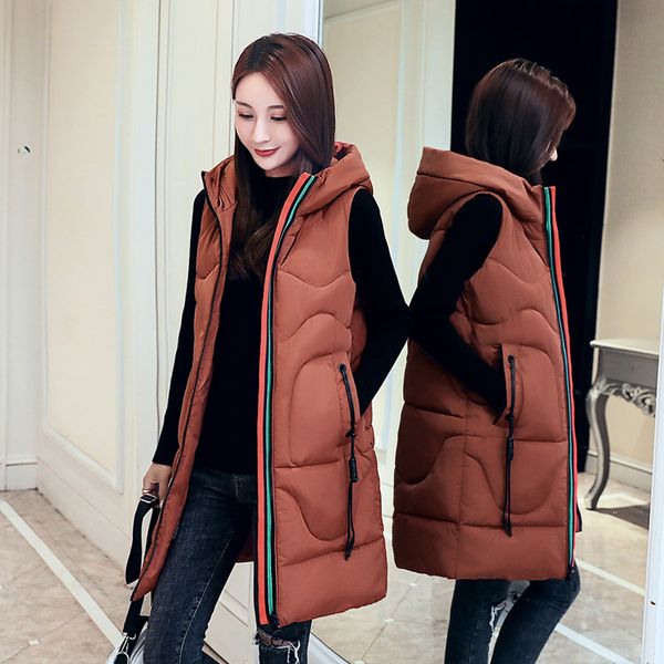 

wholesale winter new sleeveless cotton vest women's long loose corset jacket size m-3xl, Black;white