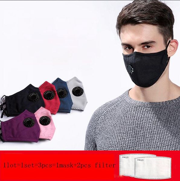 

Многоразовые ТЧ 2,5 хлопок лица маска с активированным углем фильтр с 2шт клапан дыхания рот Маска анти-респиратор KKA7772