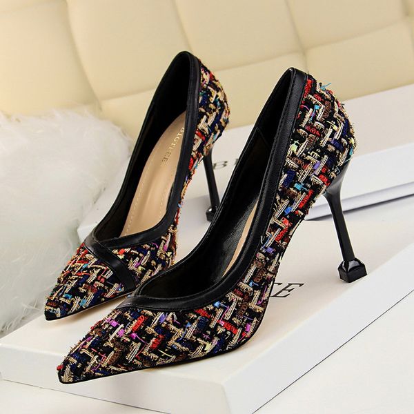 

women pumps high heel shoes summer women shoes fashion woven high heels ladies 278-1, Black
