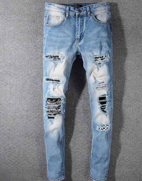 

mens jeans ba lmains hole jeans amiri jean wild trend designer mens trousers luxury casual pants nine pants harem pants hip hop, Black
