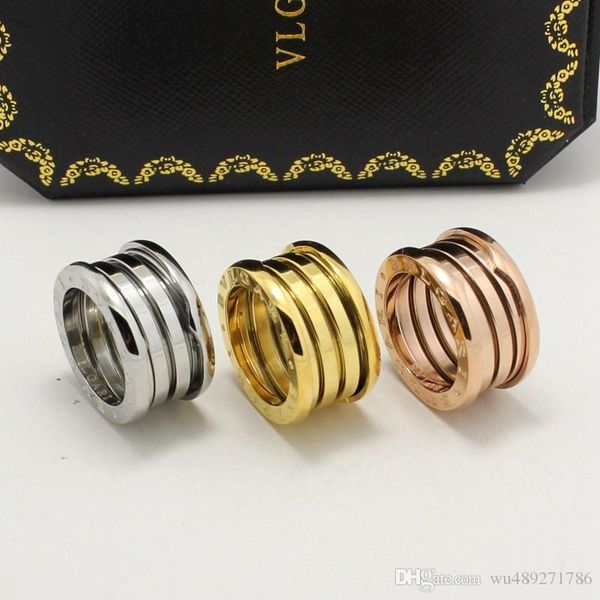 

18k rose gold spring ring with with drawbench satin design finger rings fashion ring b letter 316l stainless steel ring, Silver