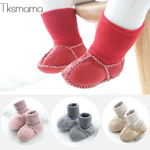 

2019 brand baby shoes winter warm fur boots first walker for infant boy girl shoes
