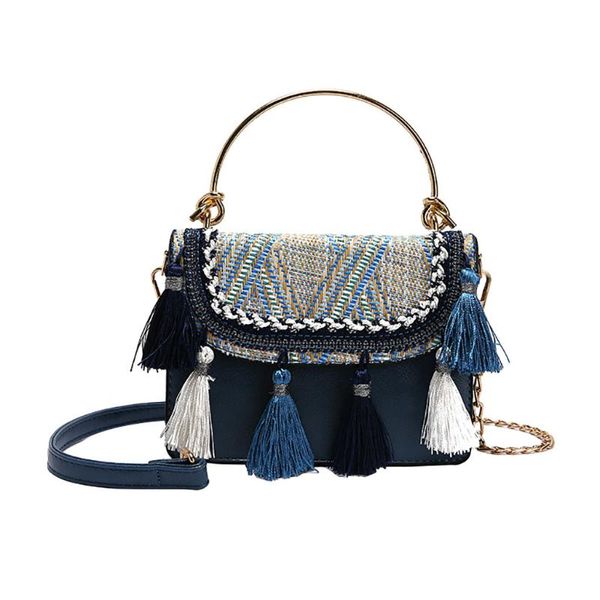 

40#bolso mujer fashion women retro weave feather tassel flip cover crossbody bag shoulder bag square bags messenger bags