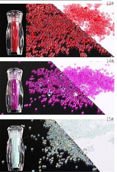 

beauty salon bottle mini caviar beads crystal tiny rhinestones glass micro bead for nails diy colorful 3d glitter nail art decorations, Silver;gold