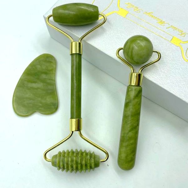 

natural jade massage roller guasha board set spa scraper stone facial anti-wrinkle treatment body facial massager tools without box