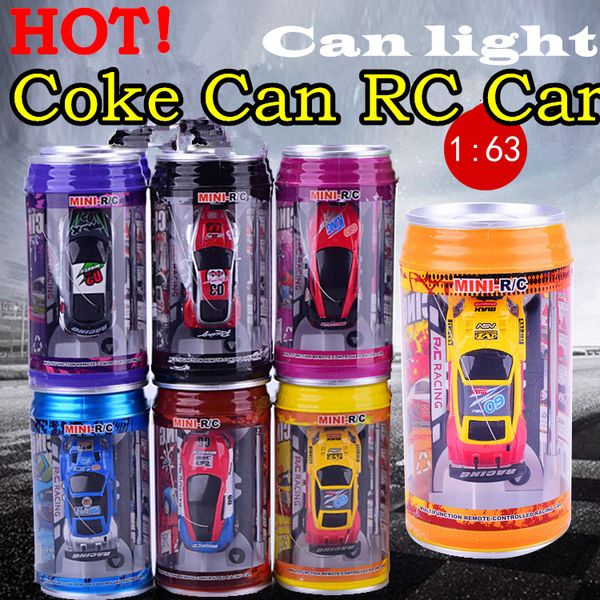 

original 7 colors coke can rc car radio remote control car micro racing car toy 4pcs road blocks kid's toys gifts y200413