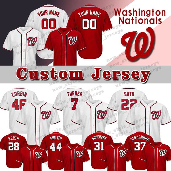 

Custom Washington Men Nationals jersey 20 Daniel Murphy 22 Juan Soto 6 Anthony Rendon 31 Max Scherzer 46 Patrick Corbin Baseball Jerseys