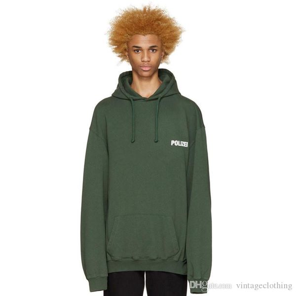 

autumn sweatshirt oversized green polizei 16ss embroidered hoodie with letters men women hiphop hoodies streetwear clothes, Black