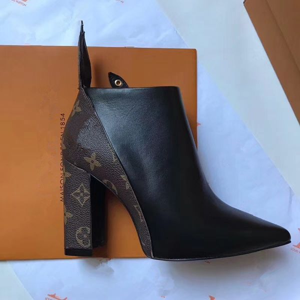 

the lastest fashion luxury 24ss boots womens shoes brand half ankle boot lady designerss genuine leather dress boots casual with box, Black