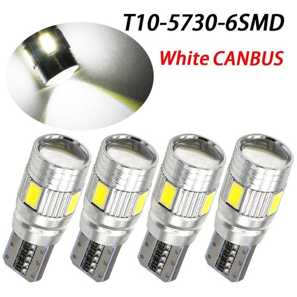 

4*t10 lapada led w5w canbus no error 6 smd 5630 5730 led lights wedge bulb car parking fog lamp auto clearance lights 12v