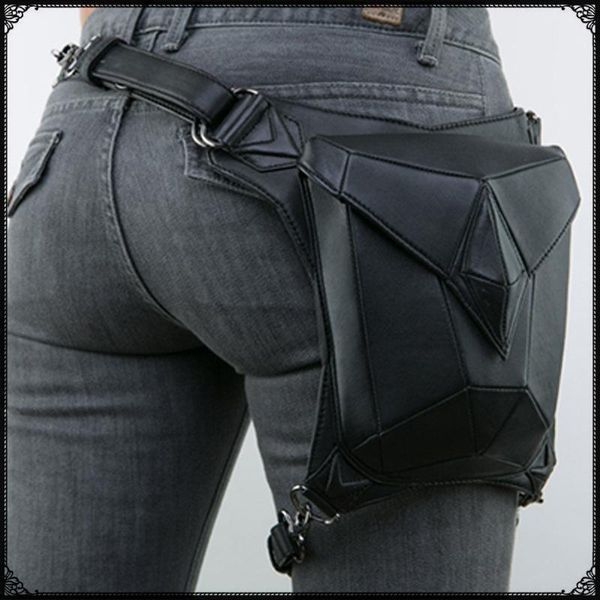 

retro pu women's shoulder bag waist leg bags punk waist packs vintage ladies shoulder bags messenger bags multifunction patchwork