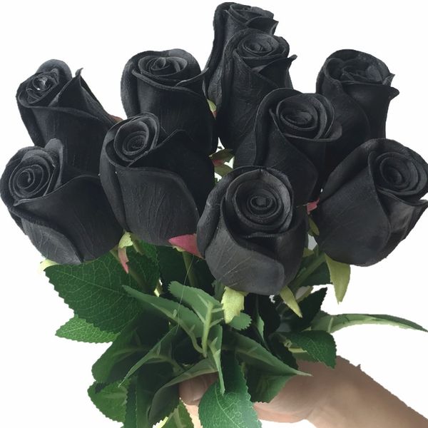 Acheter Réel Touch Roses Noir Rose Bleu Rose Rouge Blanc Jaune Violet Pu Rose Pour Soirée De Mariage Artificielle Fleur Décorative 14 Couleurs J190711