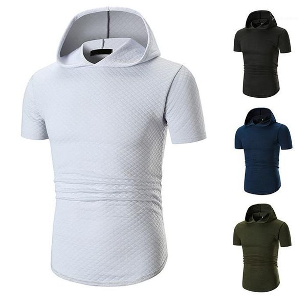 

hooded large mens tshirt popular casual solid short sleeve breathable designer shirts 2019 summer new, White;black