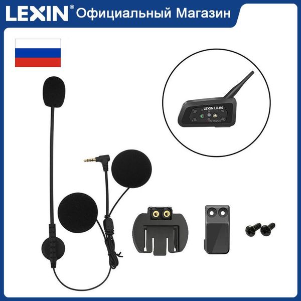 

lexin motorcycle intercom headset & clip set accessories for lx-r6 bluetooth helmet interphone earphone jack plug