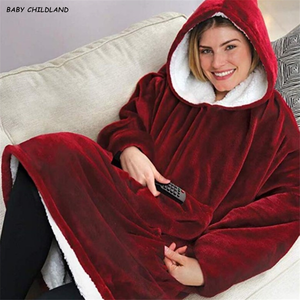

hoodie tv blanket plush coral fleece sherpa blanket with sleeves super soft warm bathrobe outdoor travel blankets sofa