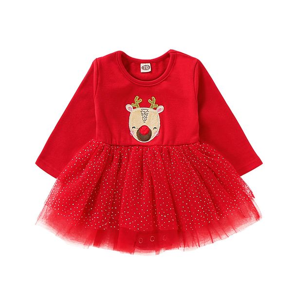 

baby christmas dress newborn infant baby girl red dress long sleeve tutu party for girl xmas costumes romper ##6, Red;yellow