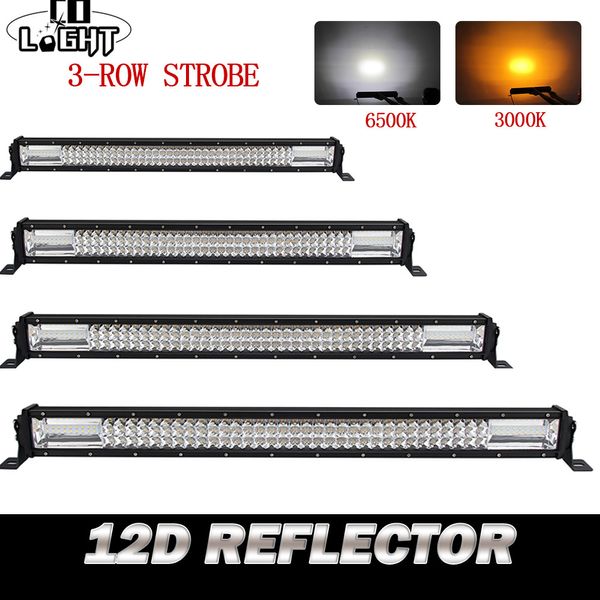 

22"32"42"52" 3-row 12d strobe led light bar 2-colors 270w 405w 648w 783w offroad led bar combo for 4x4 suv atv boat jeep