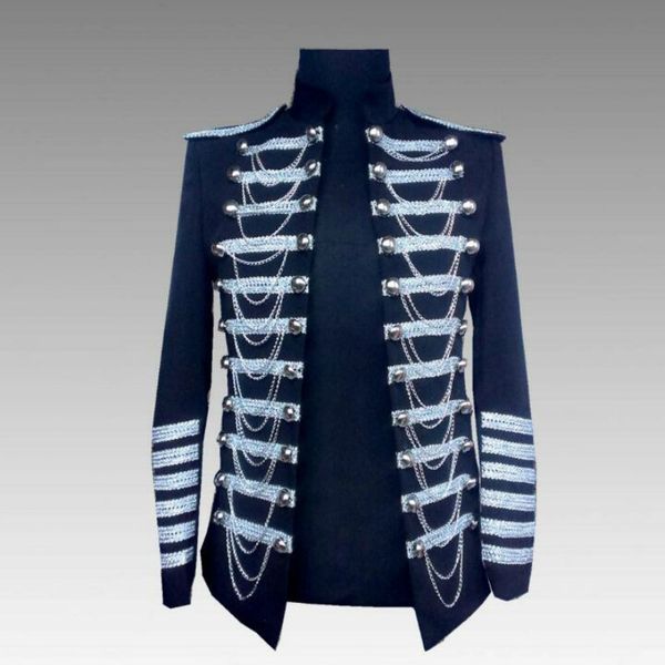 

men's bar performing men's uniform stars with the same stage costumes bar singer ds host dress, White;black