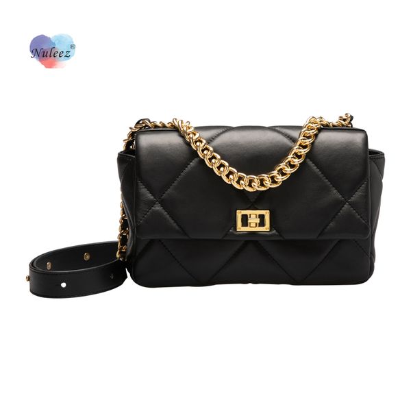 

nuleez bag women leather cow skin diamond lattice c criss-cross shoulder bag new collection