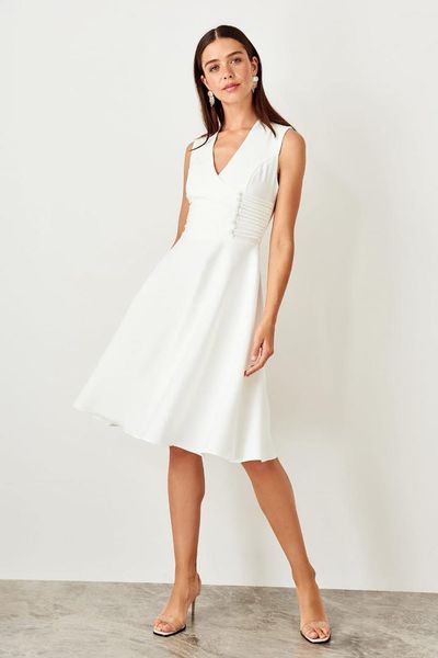 

trendyol ecru button detail dress twoss19bb0206, Black;gray