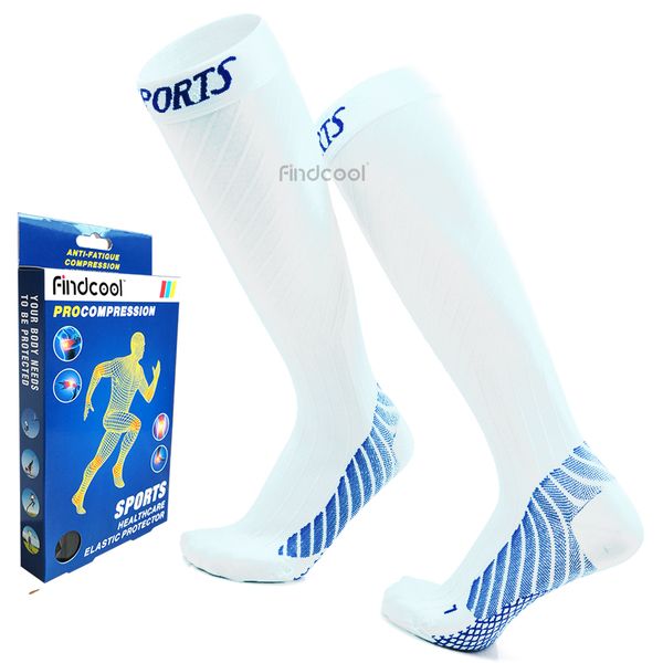 

findcool sports socks running marathon cycling climbing fitness long compression breathable basketball socks stockings, Black
