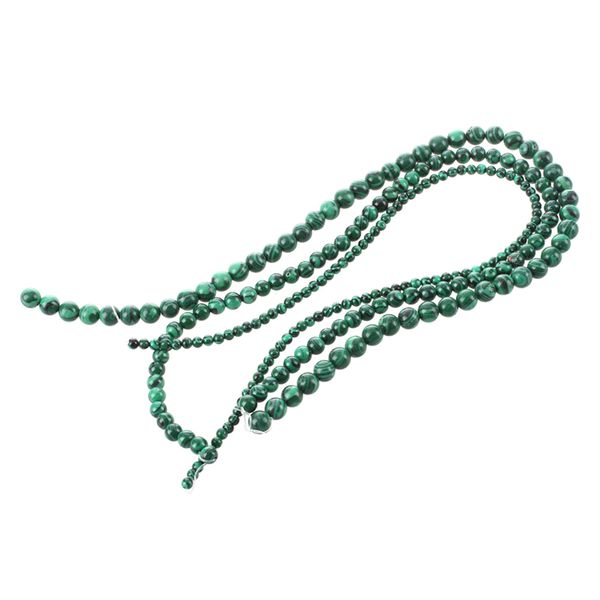 

3 pcs strand malachite beads 4/6/8 mm round gem stone blue