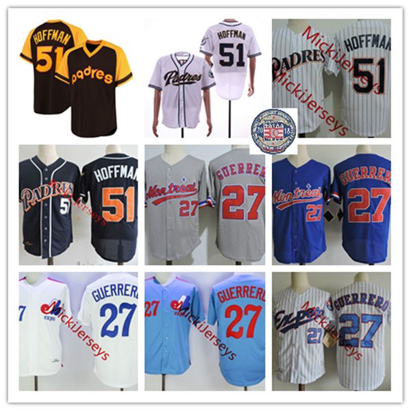 

mens #27 vladimir guerrero montreal expos jersey stitched #51 trevor hoffman san diego 2018 hof patch jersey s-3xl, Black