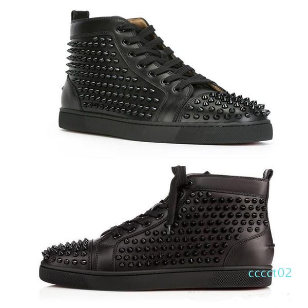 

red bottom shoes designer high silver spikes men shoes red bottom sneakers designer leather flat trainers36-46 2ct, Black