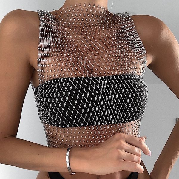 

жилет сексуальный ночной клуб женщин-2020 сексуальный ночной клуб сплошной цвет сетки алмазный флэш-2020 женская сплошной цвет сетки флэш-ал, White