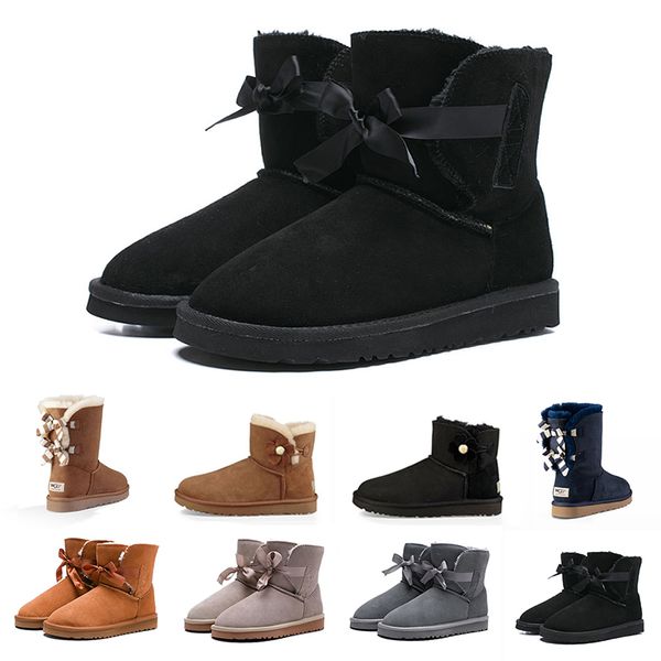 

flower rosette wgg bowtie women's fashion ankle boots australia classic black grey chestnut navy blue women girl snow boots eur 36-41