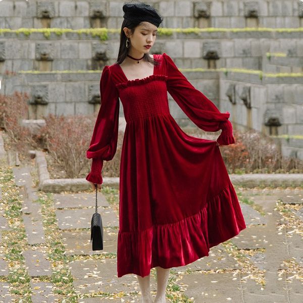 

high-end quality women's dresses 2019 new fashion design vintage gold velvet dress, Black;gray