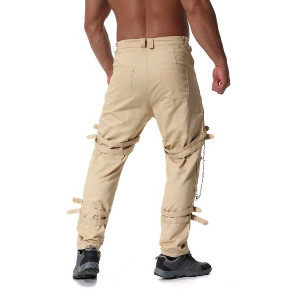 

men fashion hip hop punk rock hip hop cargo pants personality zippers streetwear men casual vinatge loose trousers khaki joggers, Black