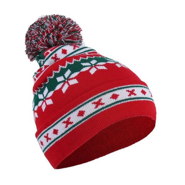 

2020 new men's women's christmas snowflake striped print wool ball knitted beanie hat autumn winter new caps