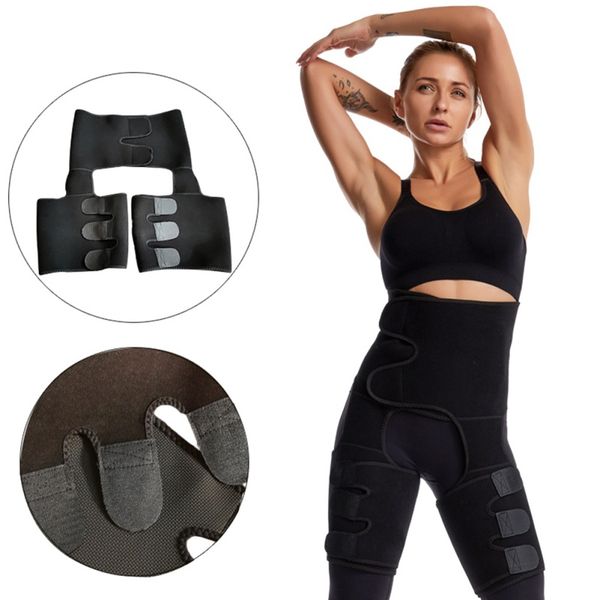 

neoprene slim thigh trimmer leg shaper leg shaper slimming belt waist trainer sweat shapewear fat burning compress belt, Black;gray