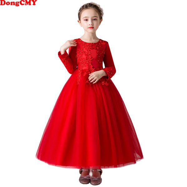

dongcmy 2019 new elegant flower girl dresses beading kids clothes wedding events ball gown, Red;yellow