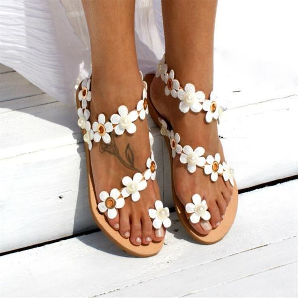 

large size 34-43 women sandals 2019 summer women beach shoes flowers flats s-328, Black