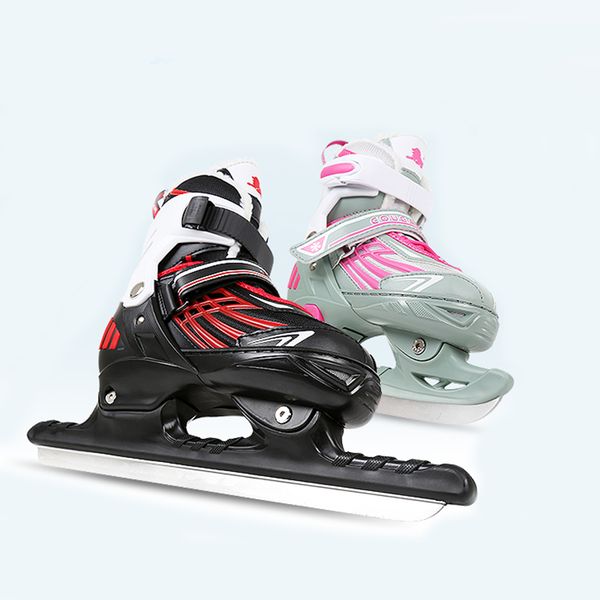 

1 pair women men winter ice blade speed skates shoes ice blade warm thermal hockey skating 4 sizes adjustable