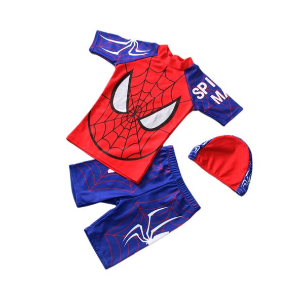 

3pcs/set kids boys swimwear pants+swimming cap swimsuit with cartoon pattern
