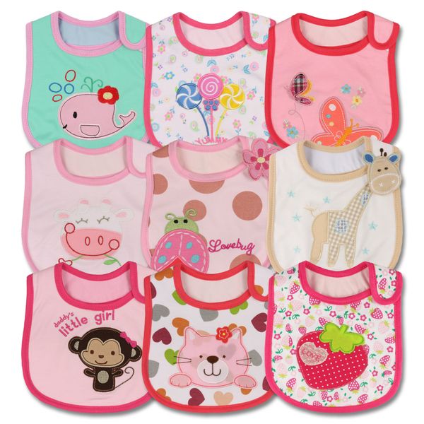 

9pcs/set baby girl boy feeding bibs waterproof apron cartoon towel kids toddler dinner baberos bandanas burp cloths