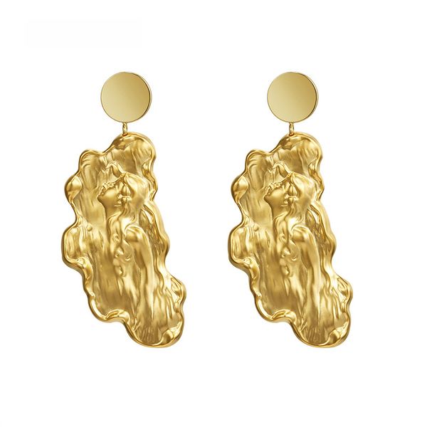 

mestilo punk fashion gold color geometric metal earrings irregular geometric long drop earrings for girls heavy party jewelry, Silver