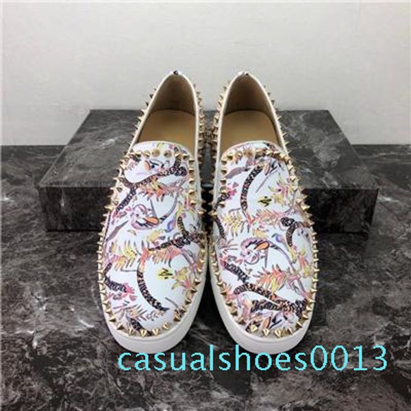 

2020 new mens women casual shoes designer red bottoms studded spikes fashion insider sneakers red leather low boots c13, Black