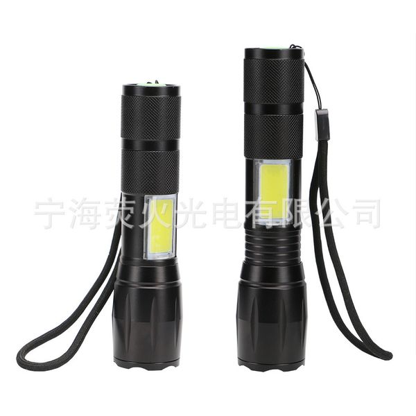 

new pattern more function aluminium alloy charge light flashlight led outdoors lighting flashlight cob repair lamp