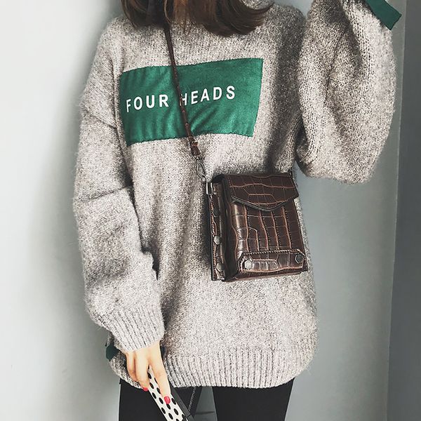 

women japan and korean style satchels zipper stone pattern mini square bag tide ins shoulder rivet messenger bag #lg