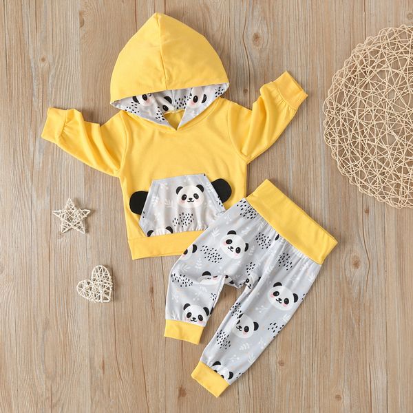 

infant baby boys girls cartoon pullover hoodie t-shirt +pants outfits sets vetement enfant fille toddler clothes w1106, White