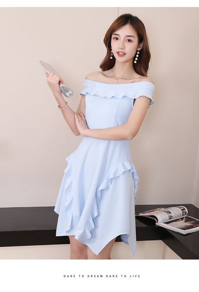 

light blue a word shoulder dress casual, Black;gray