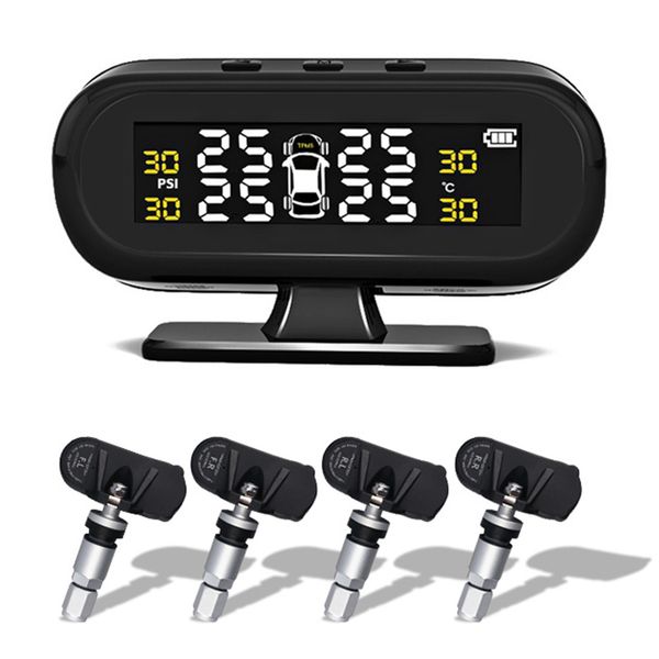 

easy install tire pressure monitor lcd display temperature test car accessories auto alarm solar powered universal wireless