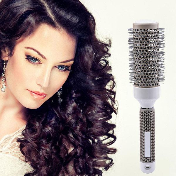 

1pc hairdressing styling hair beauty care tools curly hair brush antistatic round brushes durable comb anti-skid handle tslm1, Silver