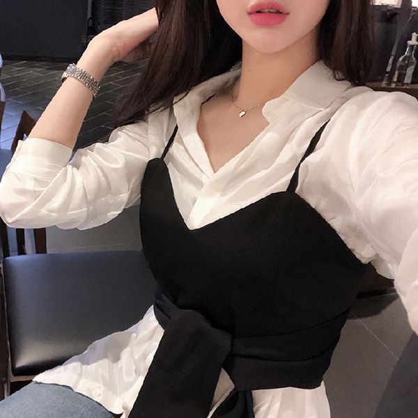 

spot han guodong door autumn female new western style lace-up brief paragraph outside wear strapless small vest with re, Black;white