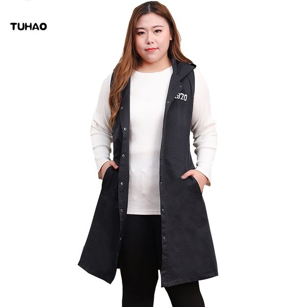 

tuhao women long vest coat plus size 10xl 8xl 6xl female jackets office lady black woman casual vest jacket msfs, Black;white