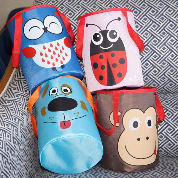 

lovely cartoon car trash bin auto organizer storage box oxford cloth portable folding universal travel rubbish garbage bags